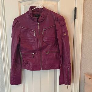 Bebe Fuchsia 100% Leather Jacket